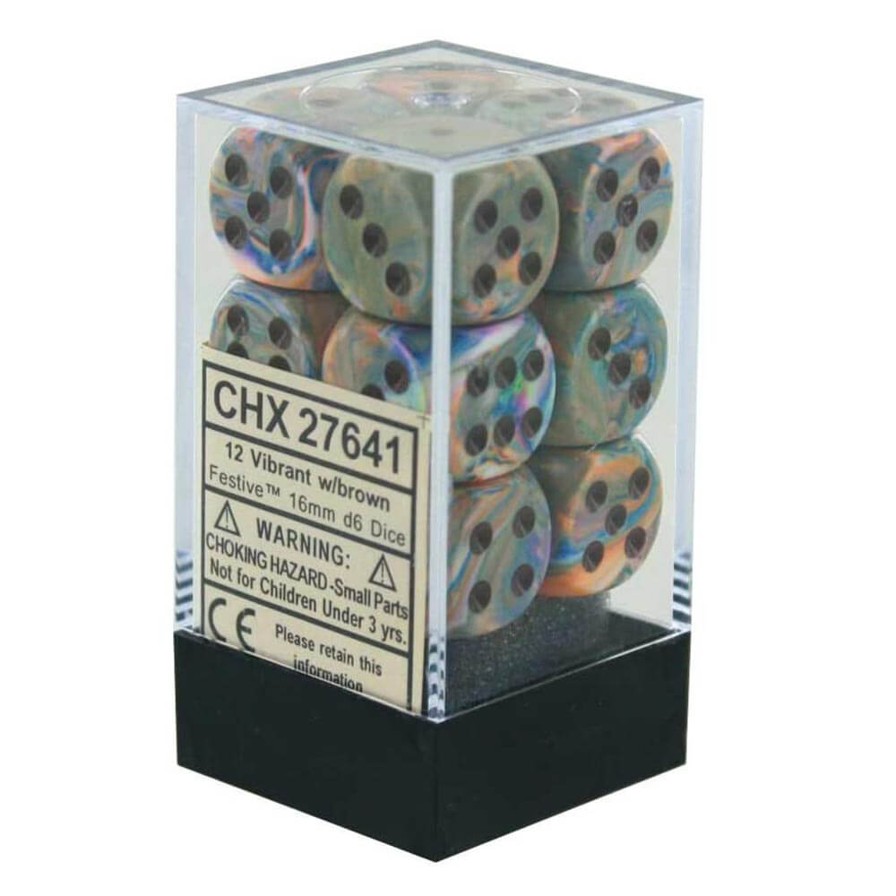 D6 Dice Świąteczne 16 mm (12 kości)