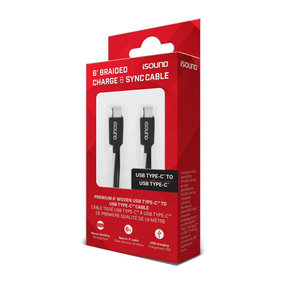 ISOUND USB-C BRIAKTED Lading og synkroniserende kabel (svart)