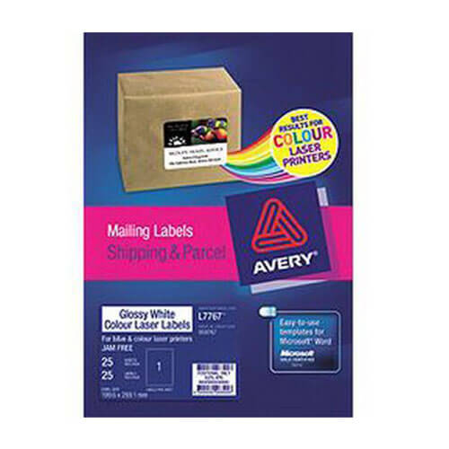 Avery Gloss Label Laser White (25pk)