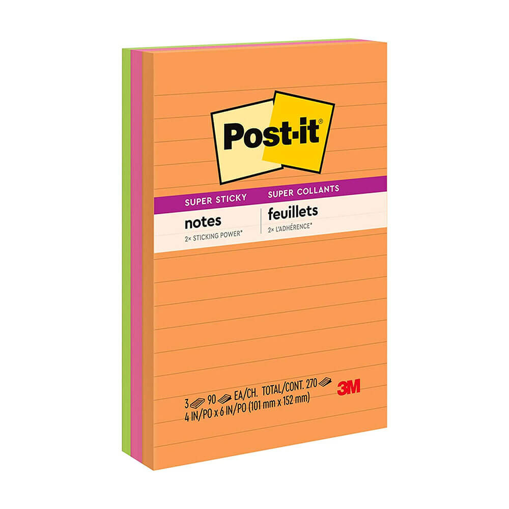 Post-it Notes 98x149mm Assortered (3PK)