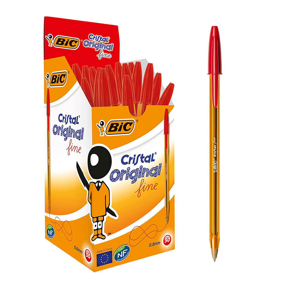 Bic Cristal Original feiner Kugelschreiber, 0,8 mm, 50 Stück