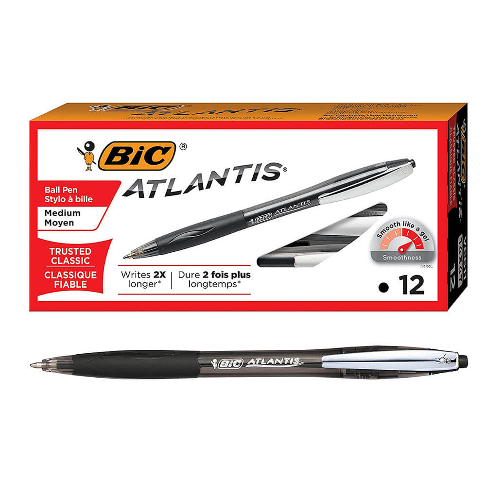 Bic Atlantide Retrattile Penna a penna Medio (12pk)