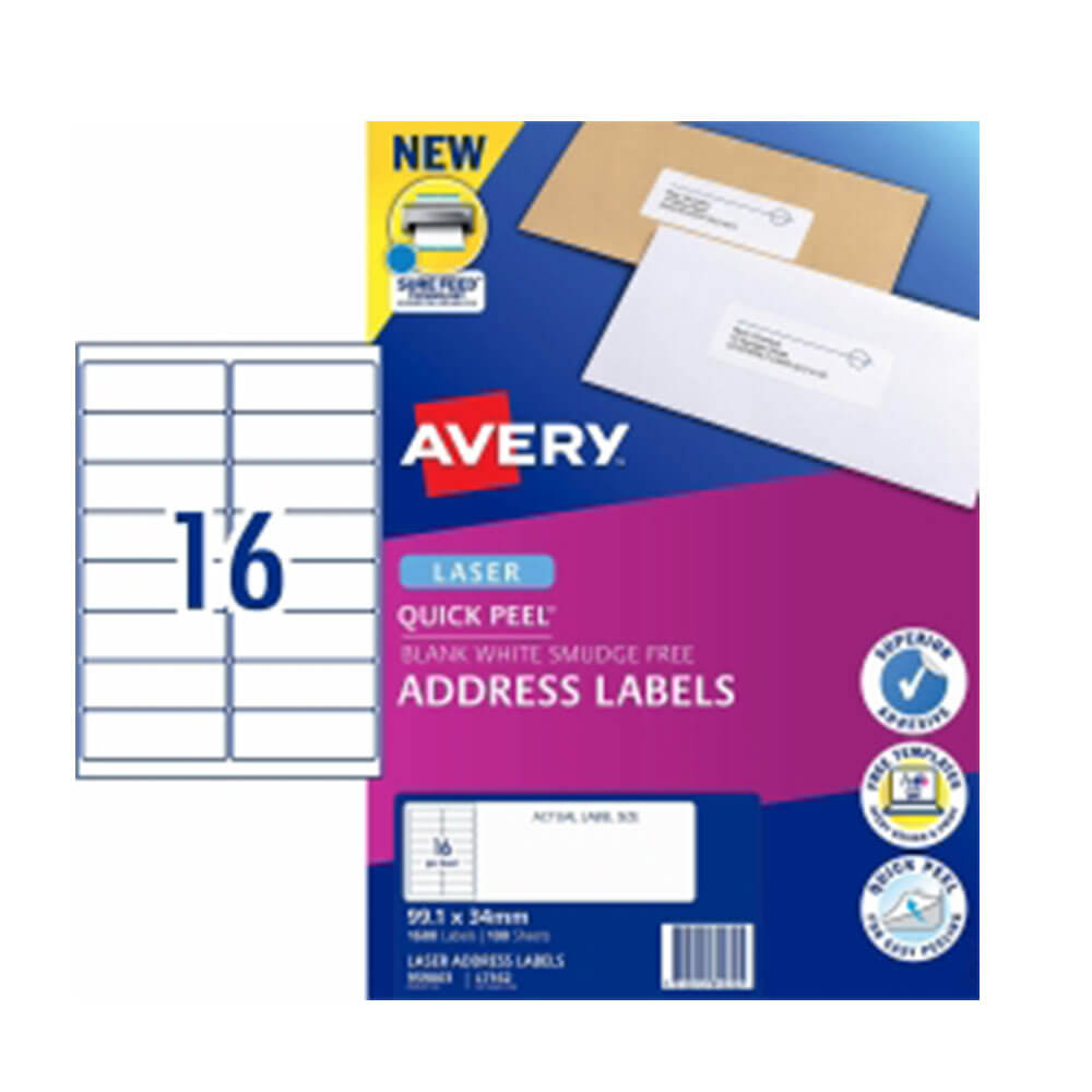 Etiqueta de endereço Avery White (100pk)