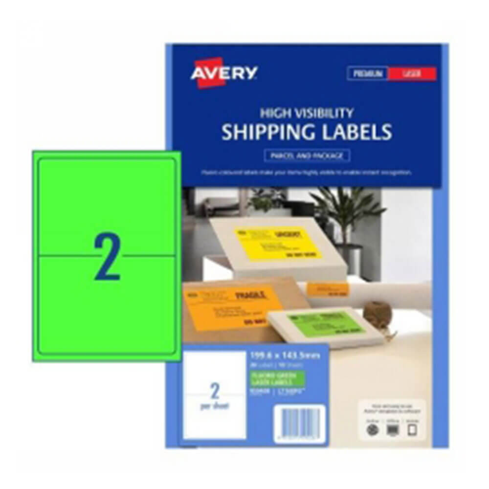 Avery High Bivisibility Shipping Label 10pk 2/sheet