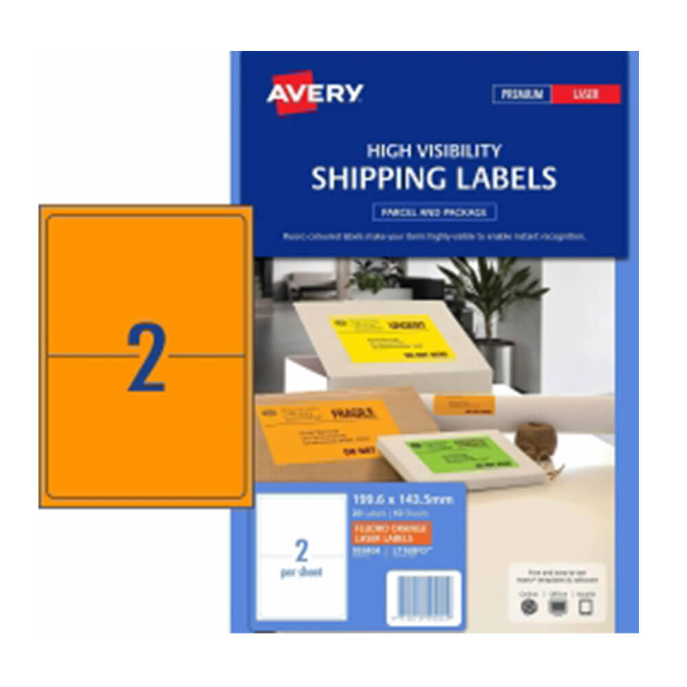 Avery High Visibility Shipping Label 10pk 2/blad