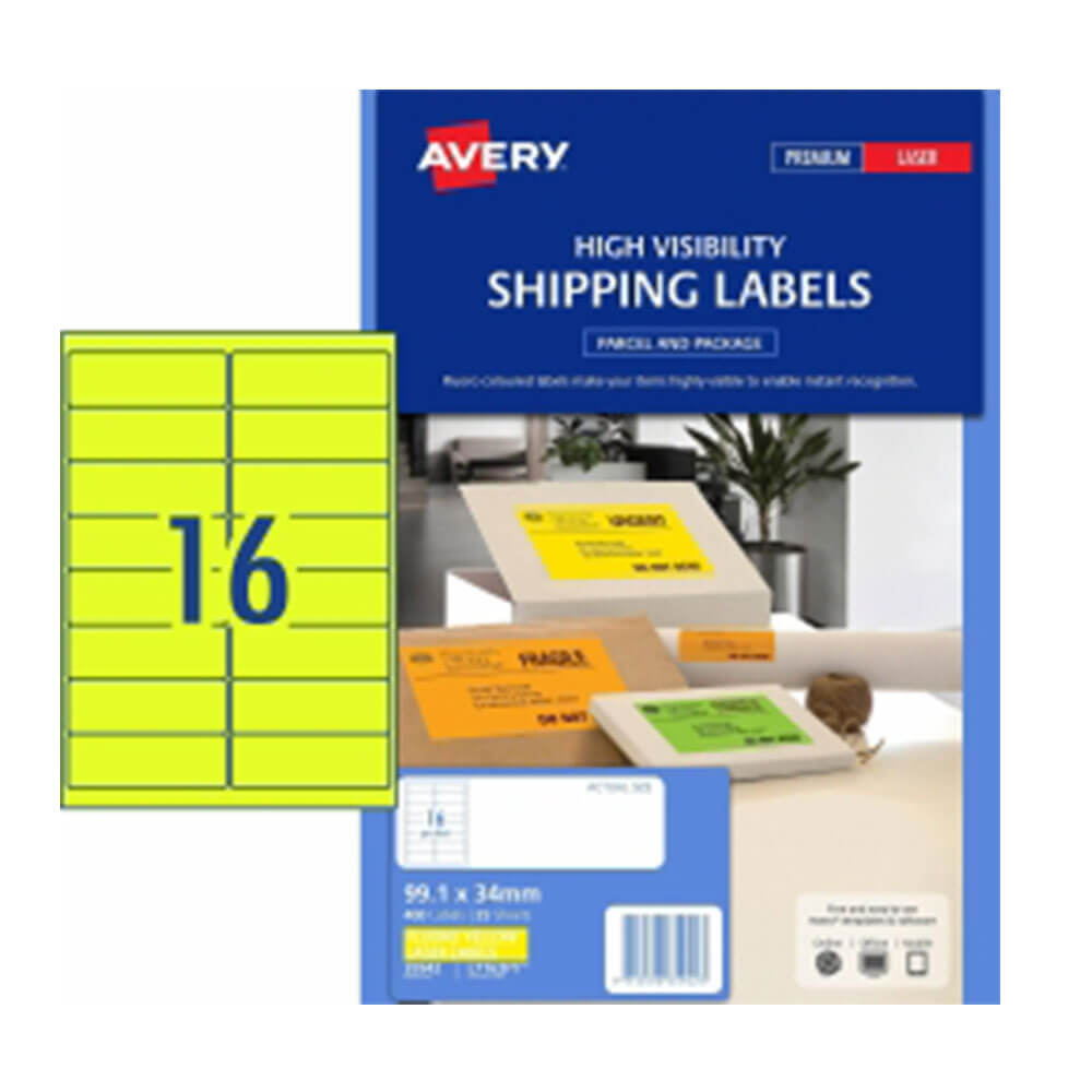 Avery High Syns Shipping Label 25pk 16/ark