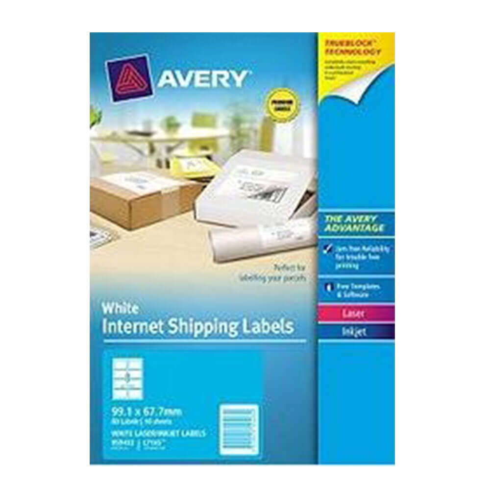 Avery Trueblock Internet Shipping Etichetta 10pk White