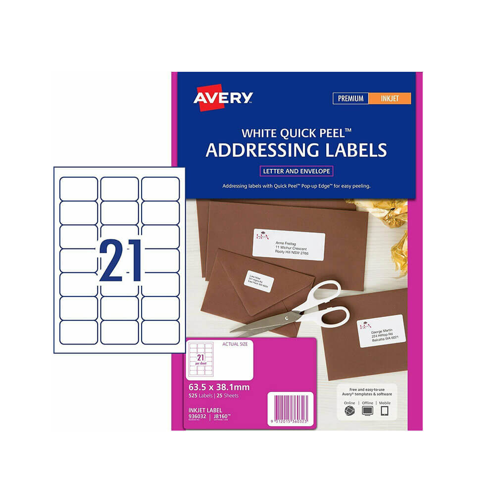 Avery Inkjet Adressetikett (25PK)