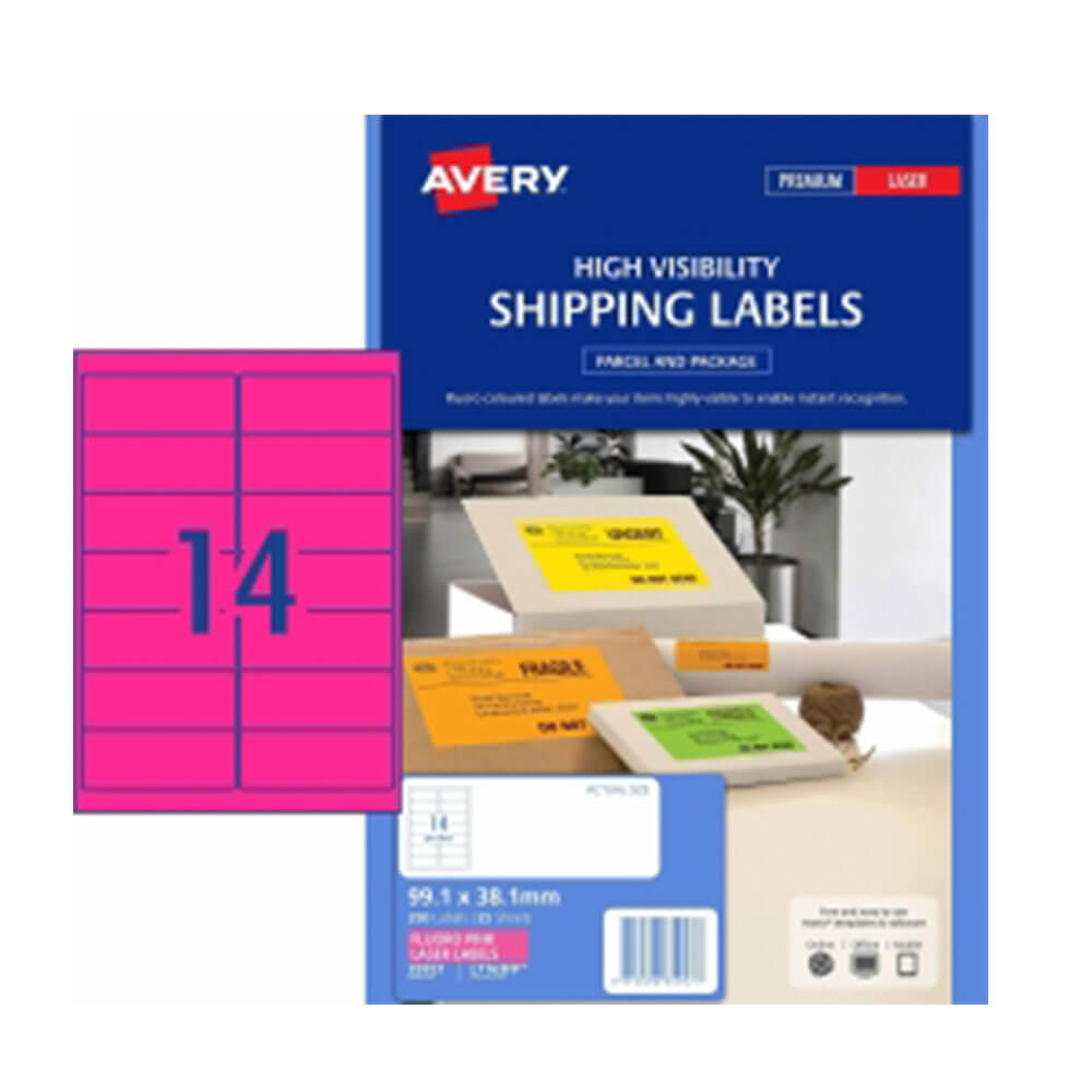 Avery High Visibity Shipping Etykieta 25pk 14/arkusz