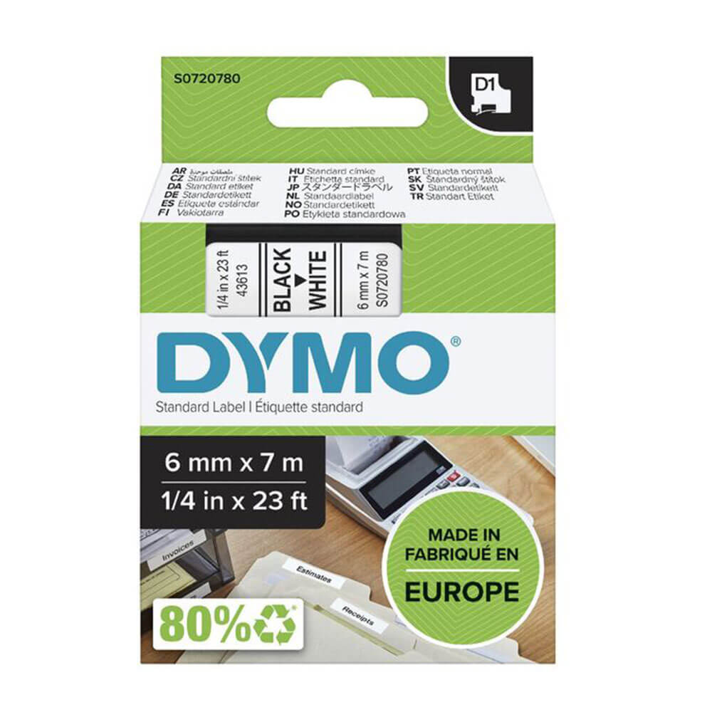 Dymo D1 båndetikett 6mmx7m