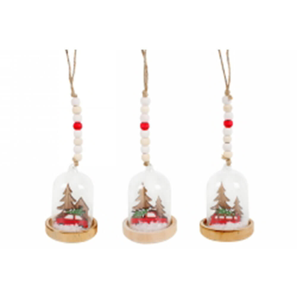 Christmas Hanging Glass Bell Decoration Assorted (3pcs)