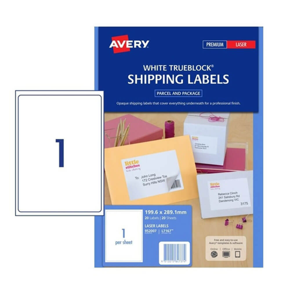 Label Avery Laser Retail Pack (20PK)