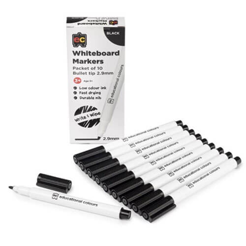 EC Bullet Tip Whiteboard Markers 2.9mm 10/box (Black)