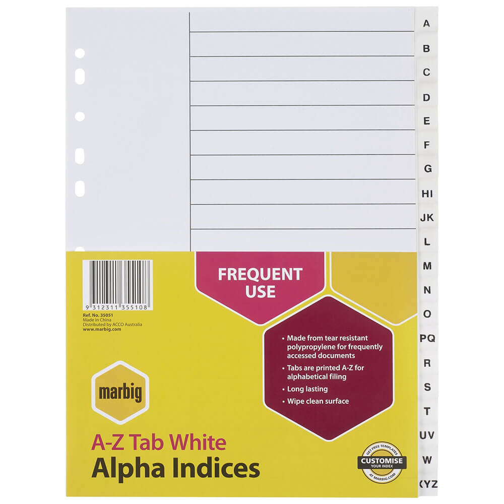 Marbig A-Z Tab Alpha-index & avdelare (A4)