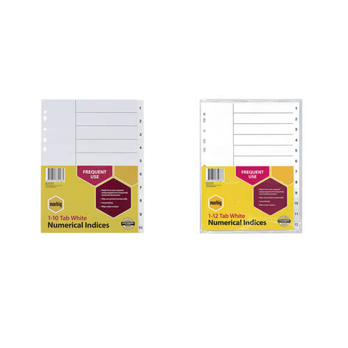 Marbig Numerical Indices & Dividers A4 (White)