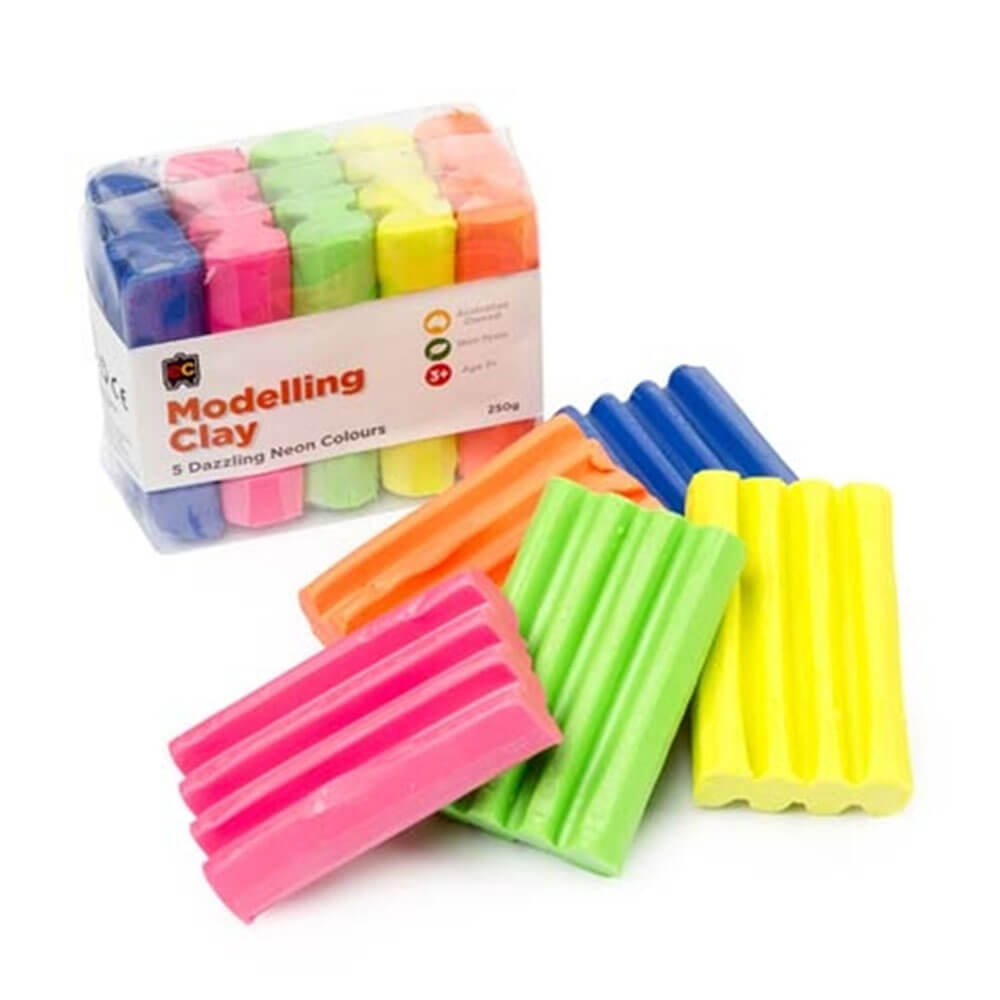 EC Dazzling Modelling Clay 5pk 250g (Neon Colours)