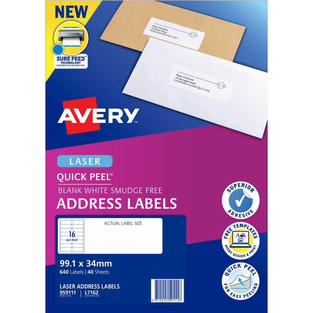 Avery Laser Quick Peel -adresseetiketter