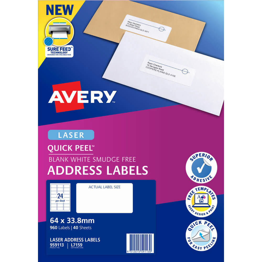 Avery Laser Quick Peel -adressetiketter